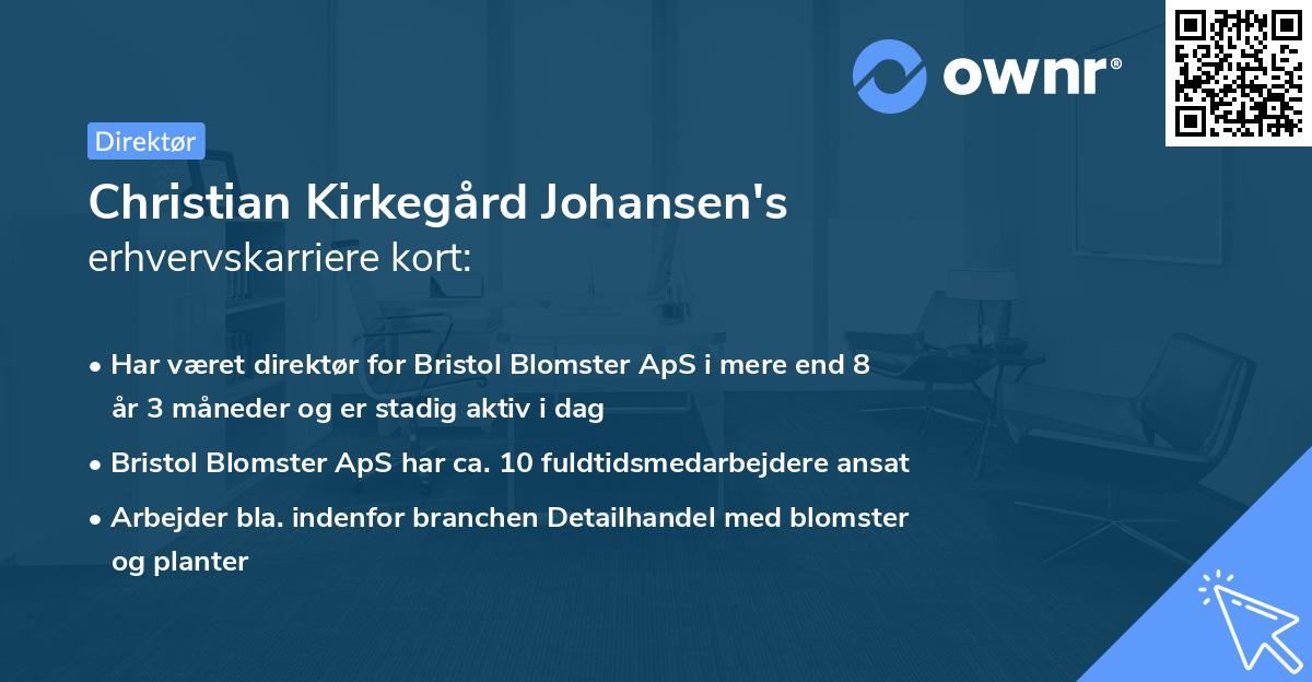 Christian Kirkegård Johansen's erhvervskarriere kort