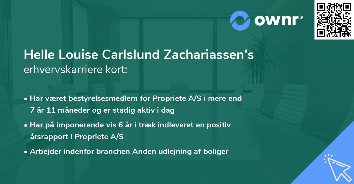 Helle Louise Carlslund Zachariassen's erhvervskarriere kort