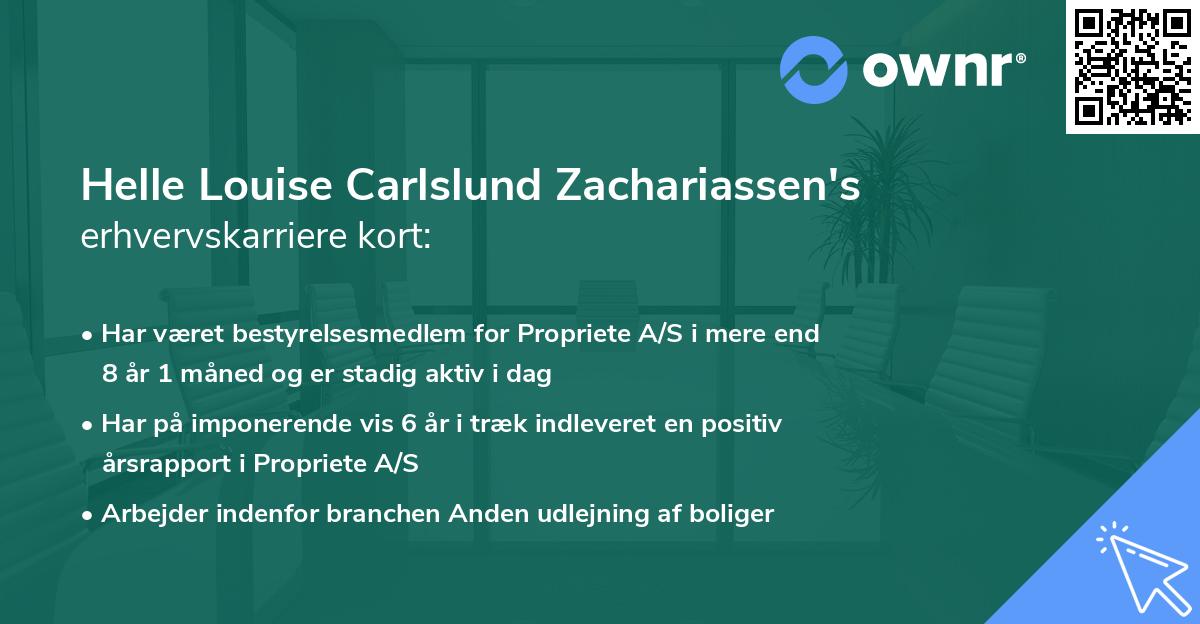Helle Louise Carlslund Zachariassen's erhvervskarriere kort