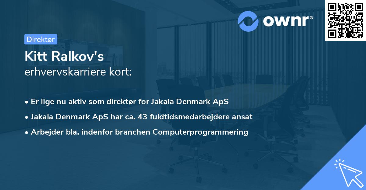 Kitt Ralkov's erhvervskarriere kort