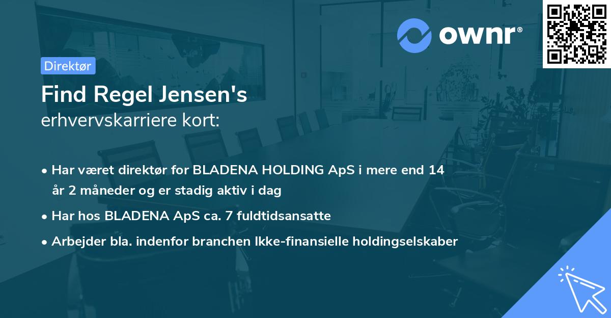 Find Regel Jensen's erhvervskarriere kort