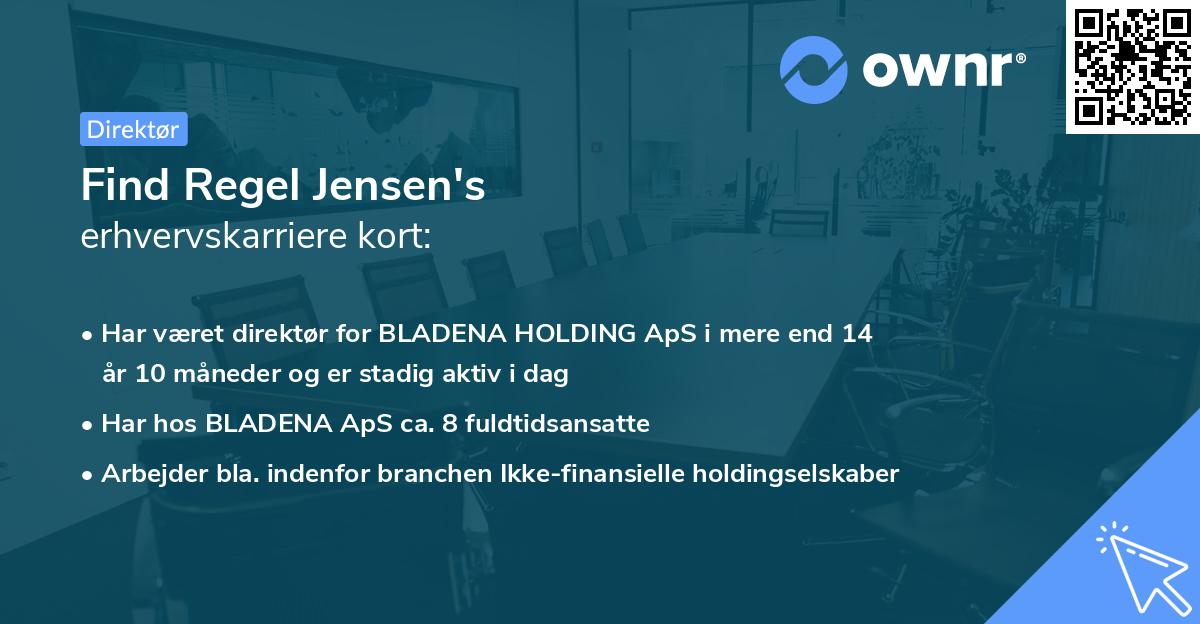 Find Regel Jensen's erhvervskarriere kort