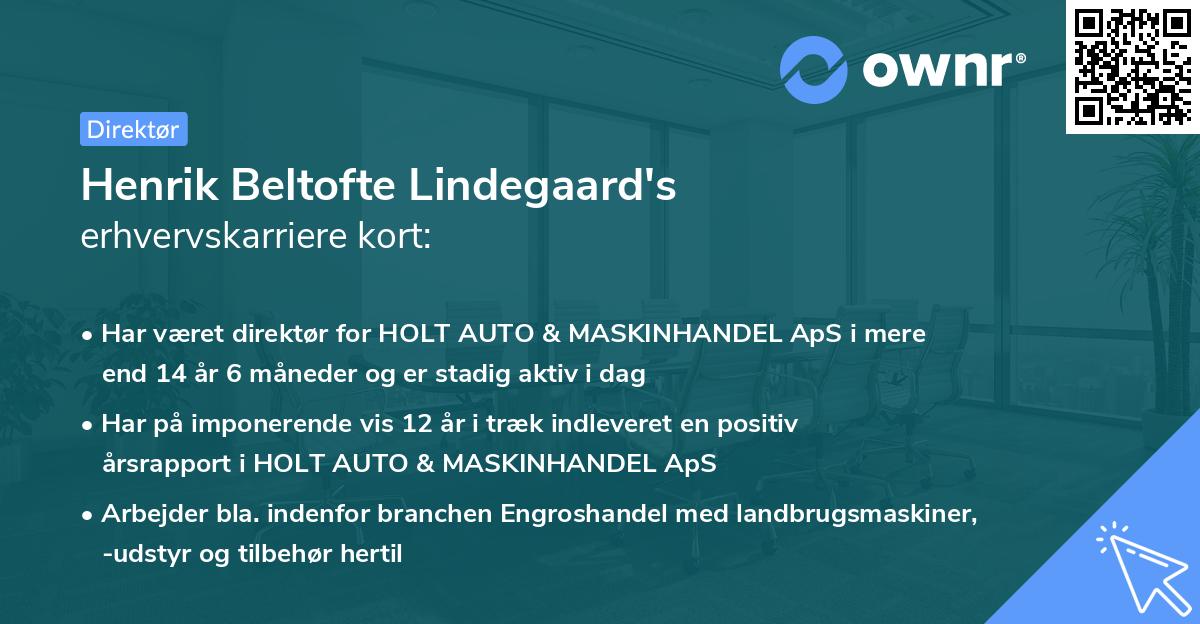 Henrik Beltofte Lindegaard's erhvervskarriere kort