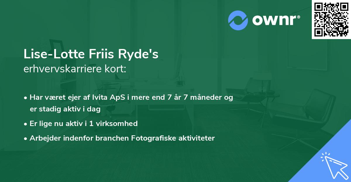 Lise-Lotte Friis Ryde's erhvervskarriere kort