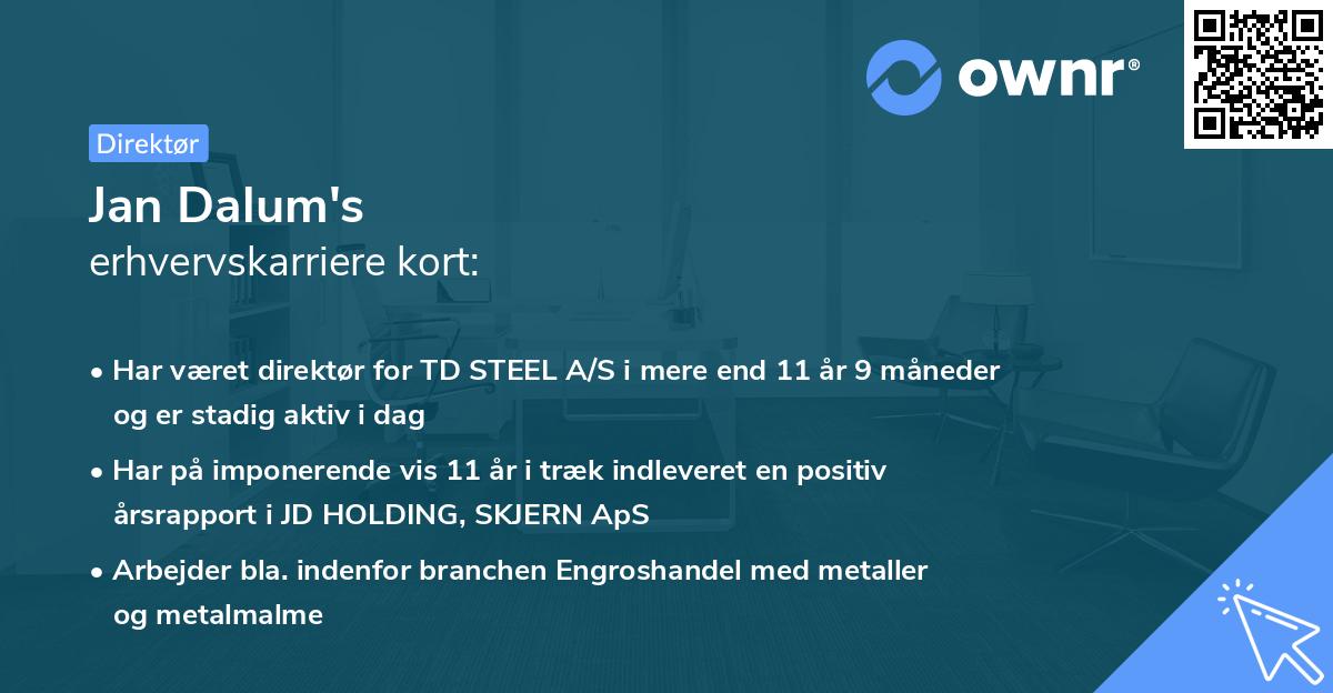 Jan Dalum's erhvervskarriere kort