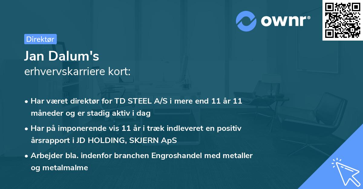 Jan Dalum's erhvervskarriere kort