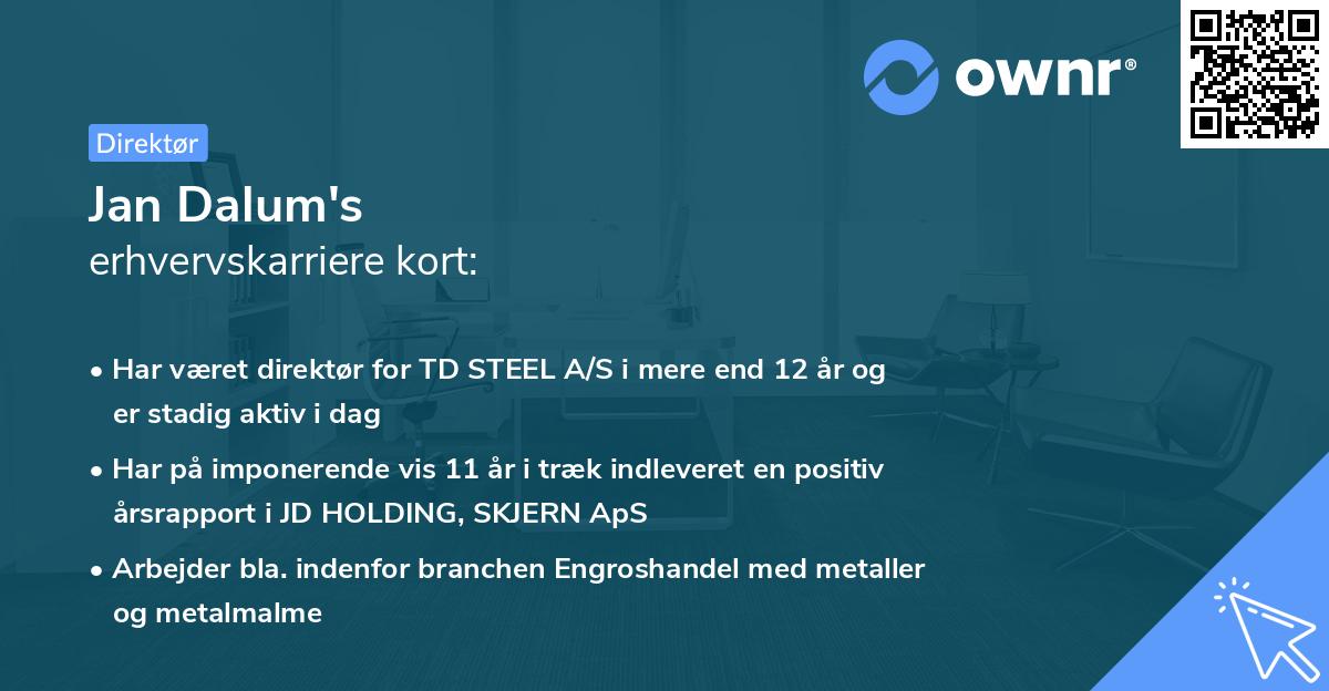 Jan Dalum's erhvervskarriere kort