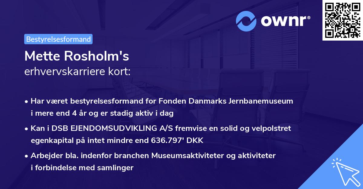 Mette Rosholm's erhvervskarriere kort