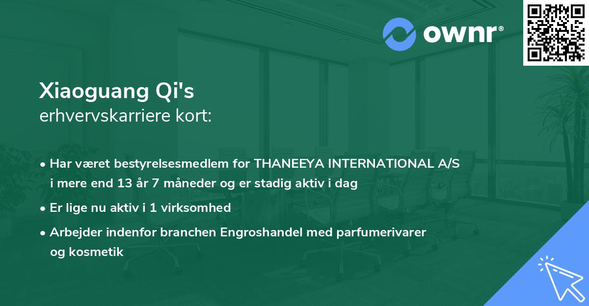 Xiaoguang Qi's erhvervskarriere kort