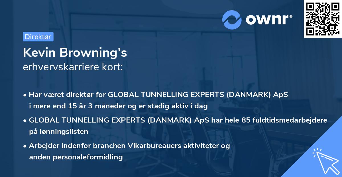 Kevin Browning's erhvervskarriere kort