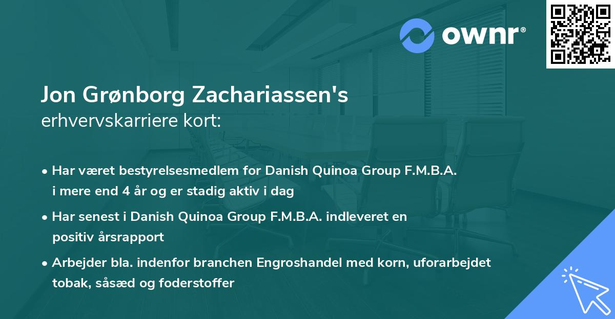 Jon Grønborg Zachariassen's erhvervskarriere kort