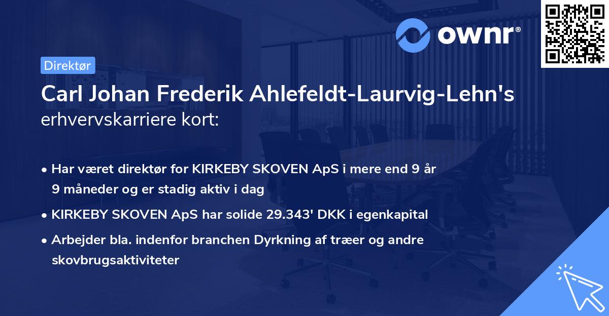 Carl Johan Frederik Ahlefeldt-Laurvig-Lehn's erhvervskarriere kort