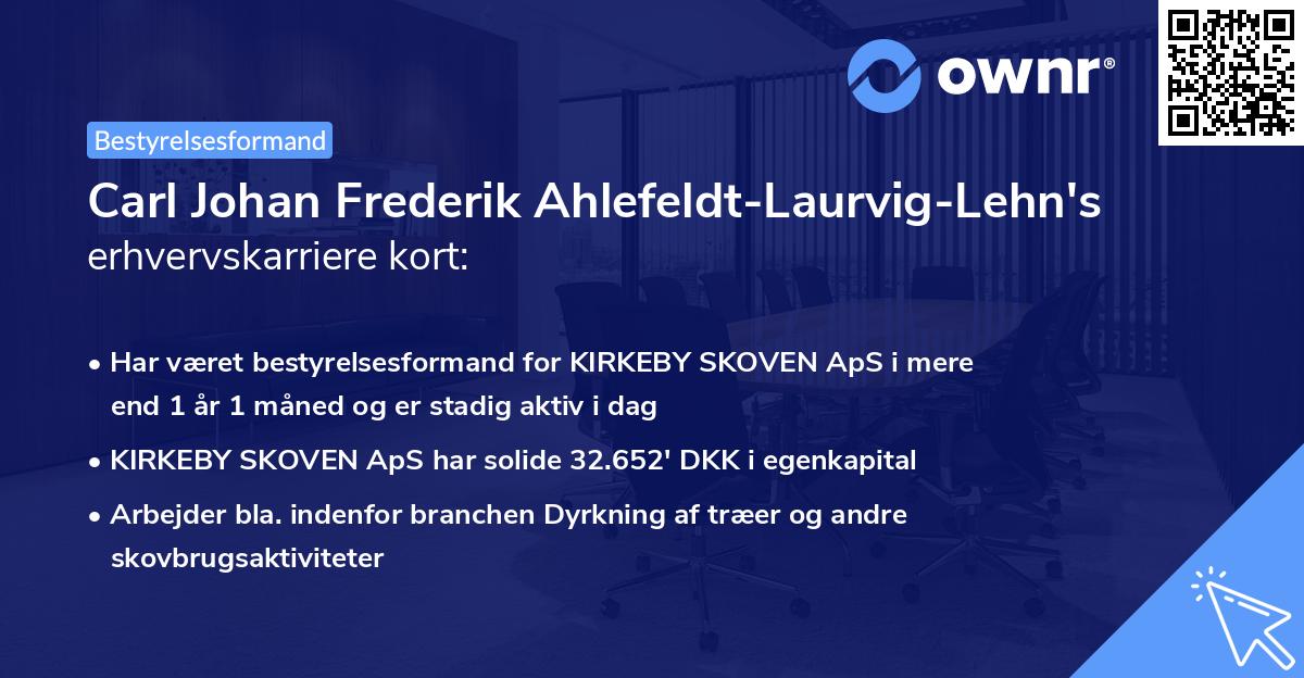 Carl Johan Frederik Ahlefeldt-Laurvig-Lehn's erhvervskarriere kort