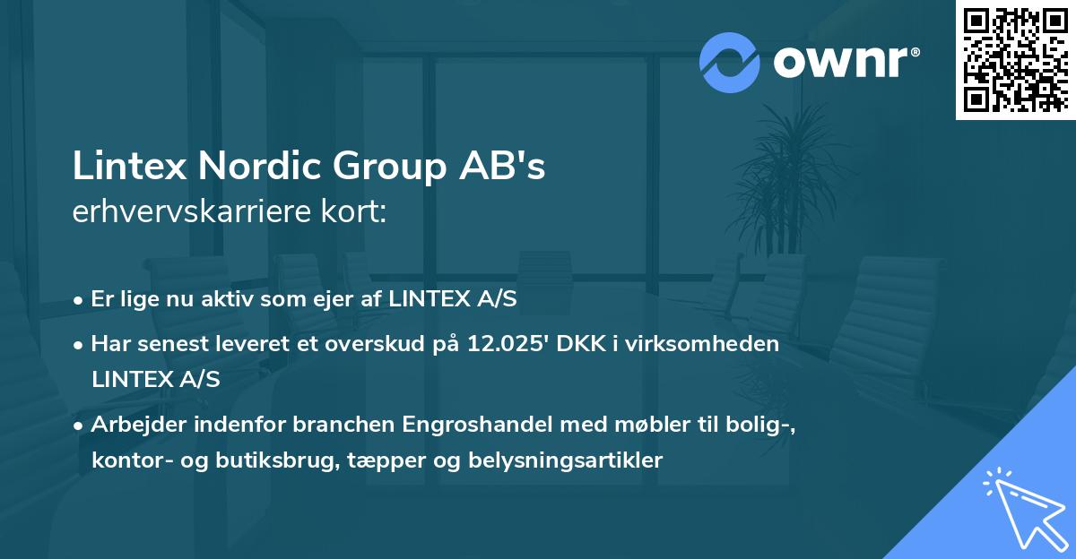 Lintex Nordic Group AB's erhvervskarriere kort