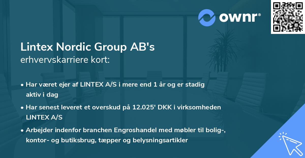 Lintex Nordic Group AB's erhvervskarriere kort