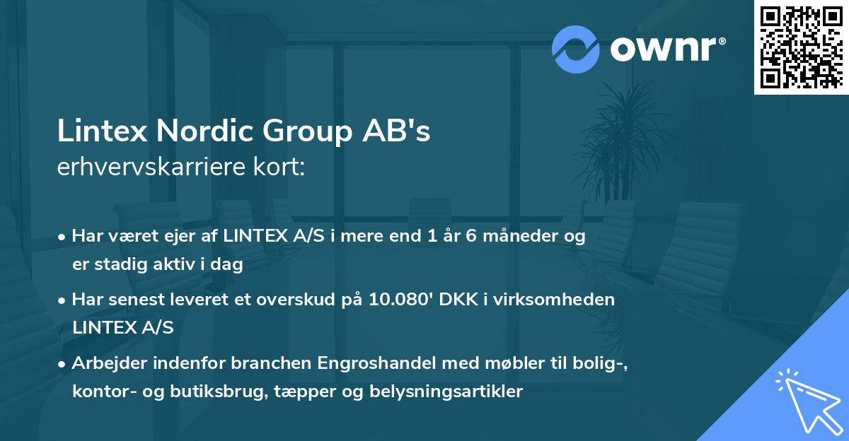 Lintex Nordic Group AB's erhvervskarriere kort