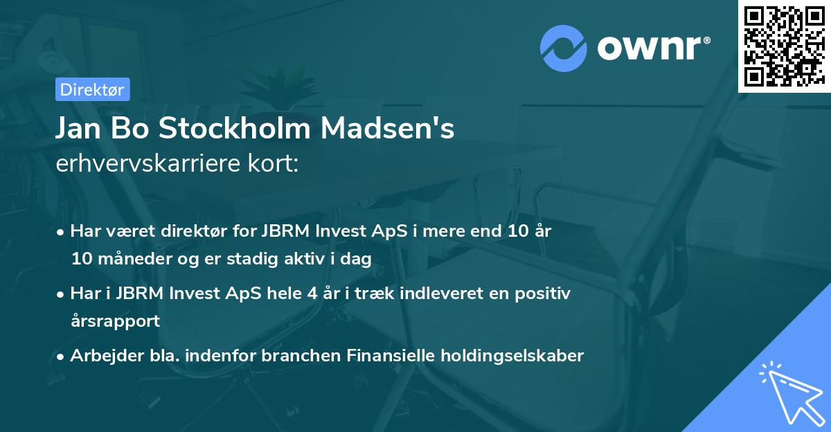 Jan Bo Stockholm Madsen's erhvervskarriere kort