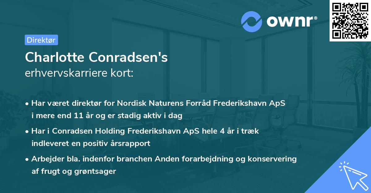 Charlotte Conradsen's erhvervskarriere kort