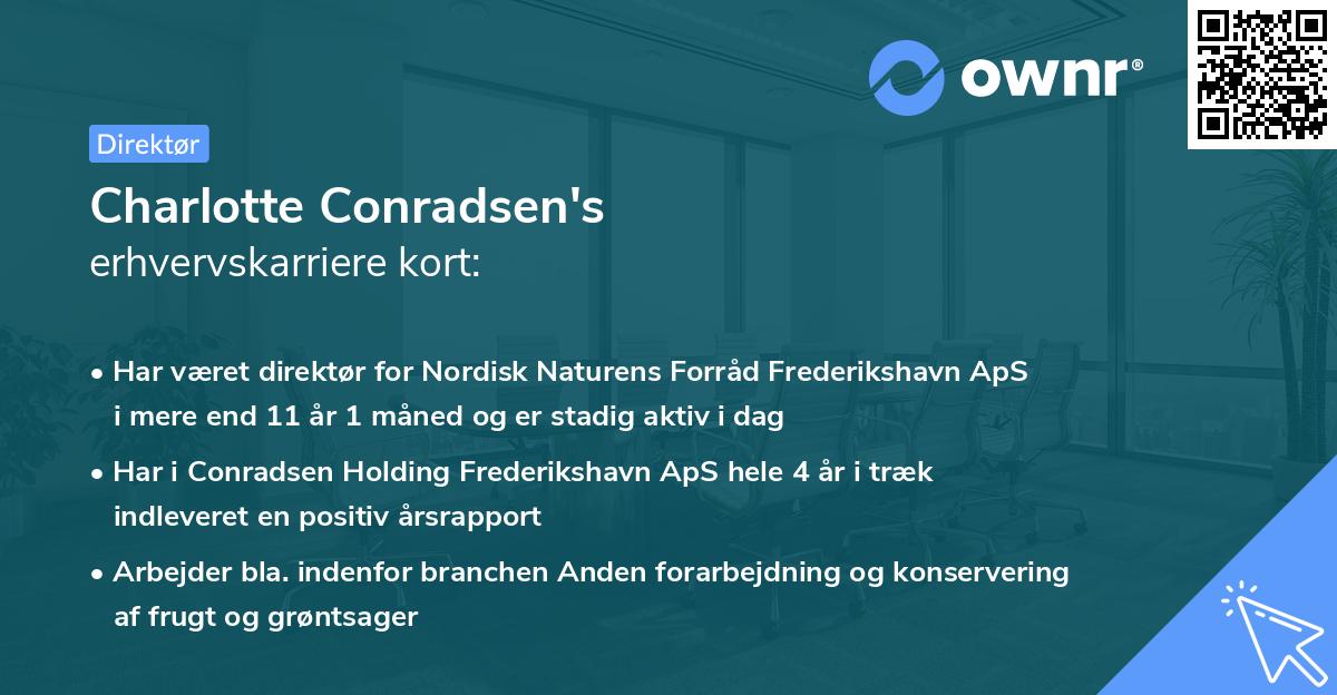 Charlotte Conradsen's erhvervskarriere kort