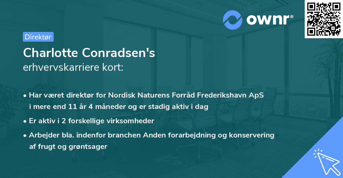 Charlotte Conradsen's erhvervskarriere kort