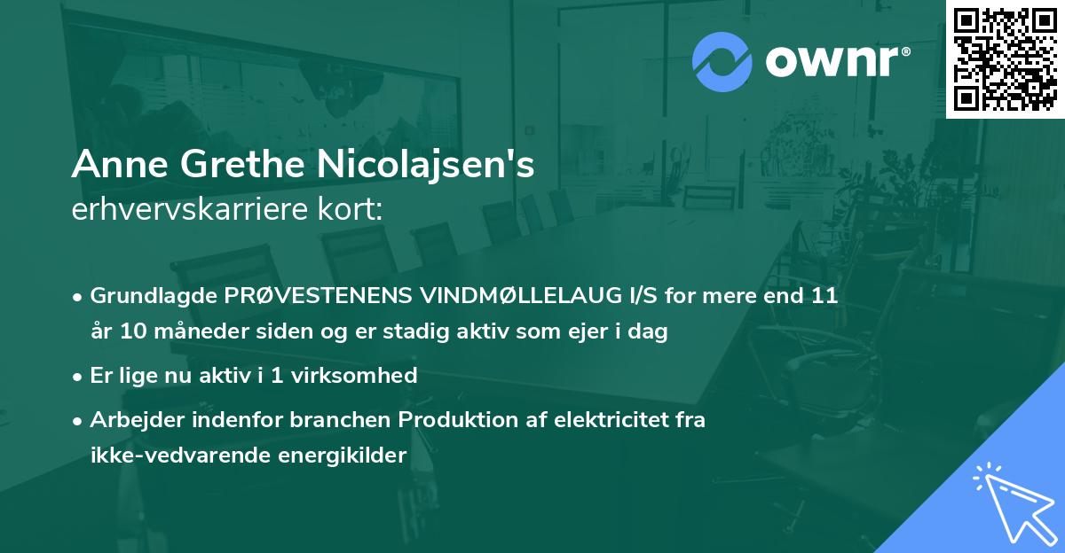 Anne Grethe Nicolajsen's erhvervskarriere kort