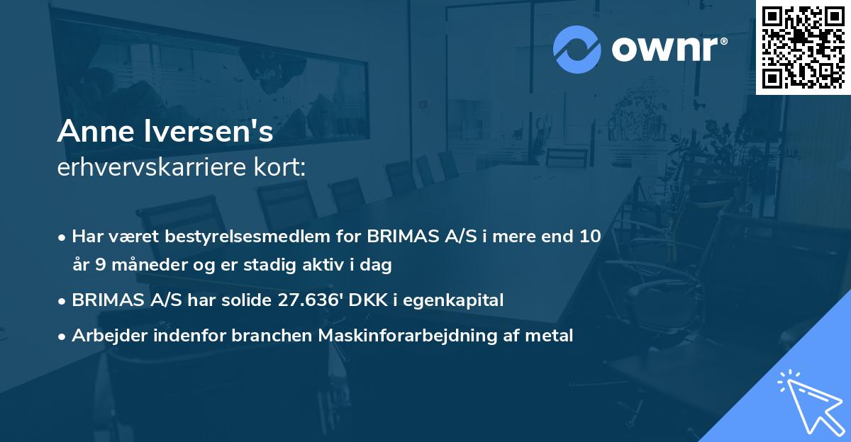 Anne Iversen's erhvervskarriere kort