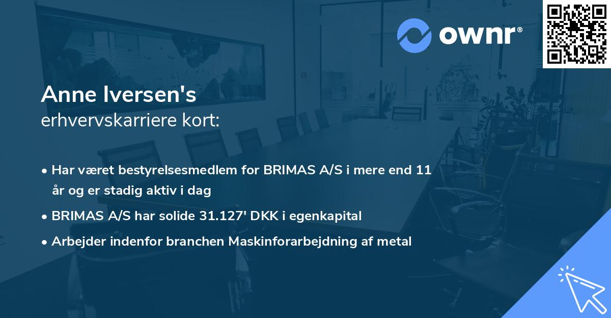Anne Iversen's erhvervskarriere kort