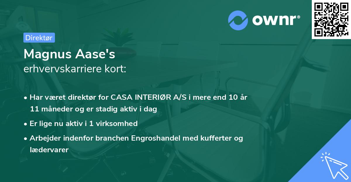 Magnus Aase's erhvervskarriere kort