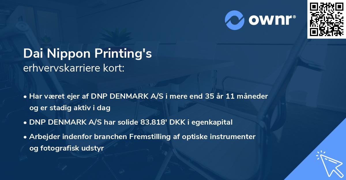 Dai Nippon Printing's erhvervskarriere kort