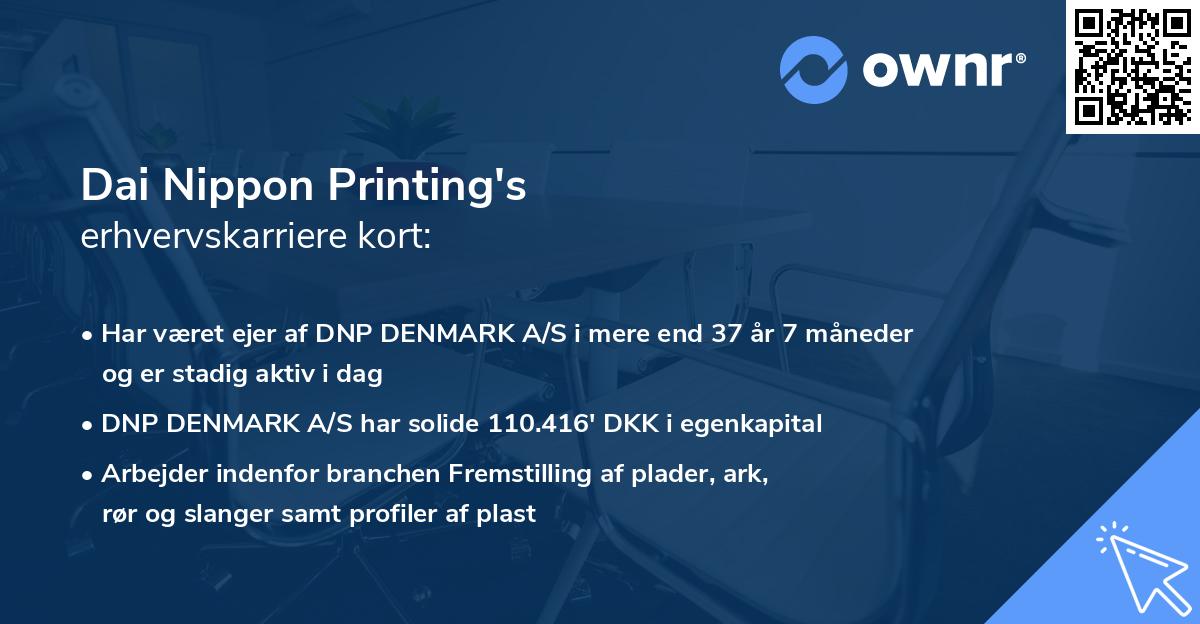 Dai Nippon Printing's erhvervskarriere kort