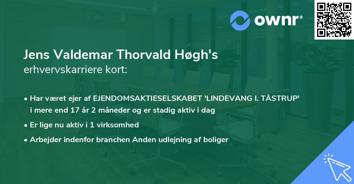 Jens Valdemar Thorvald Høgh's erhvervskarriere kort