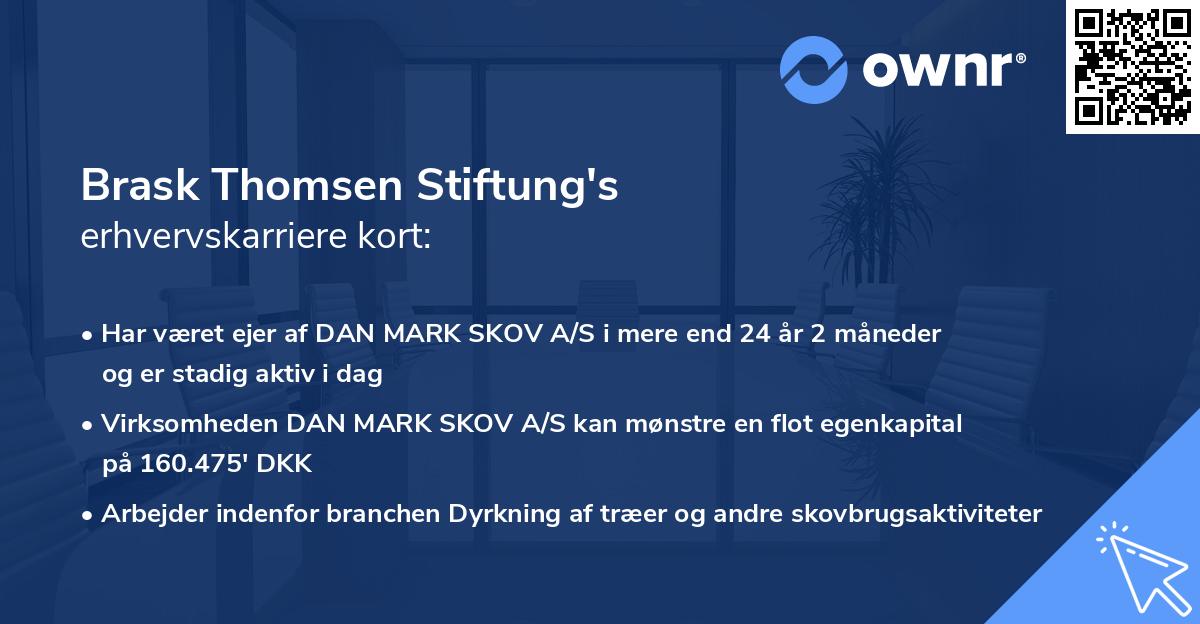 Brask Thomsen Stiftung's erhvervskarriere kort