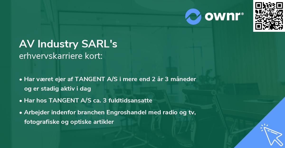 AV Industry SARL's erhvervskarriere kort