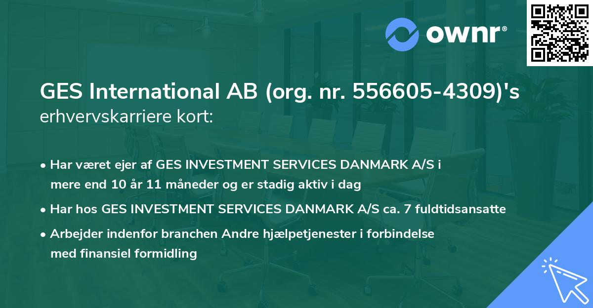 GES International AB (org. nr. 556605-4309)'s erhvervskarriere kort