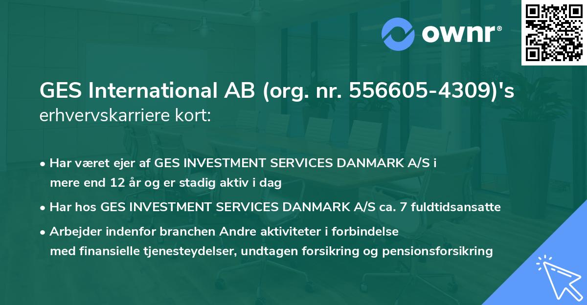 GES International AB (org. nr. 556605-4309)'s erhvervskarriere kort