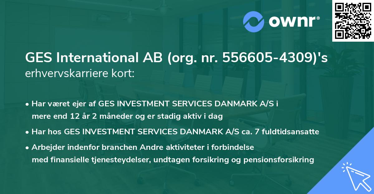 GES International AB (org. nr. 556605-4309)'s erhvervskarriere kort
