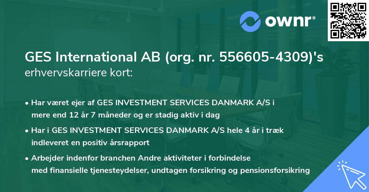GES International AB (org. nr. 556605-4309)'s erhvervskarriere kort
