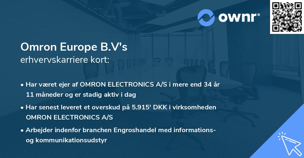 Omron Europe B.V's erhvervskarriere kort