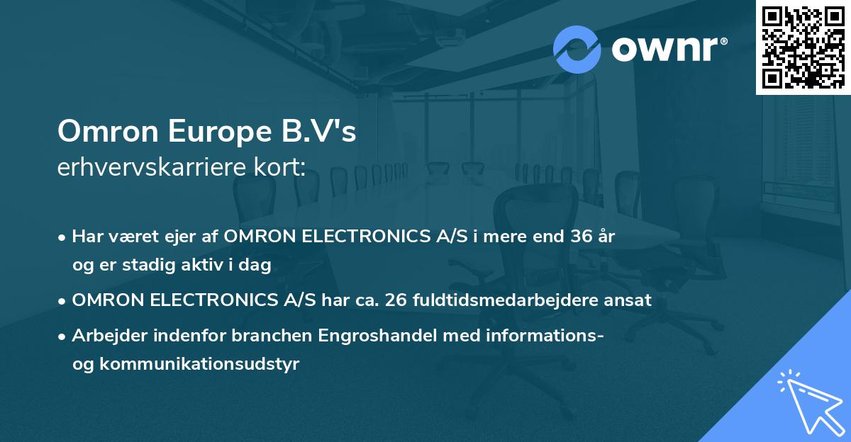 Omron Europe B.V's erhvervskarriere kort