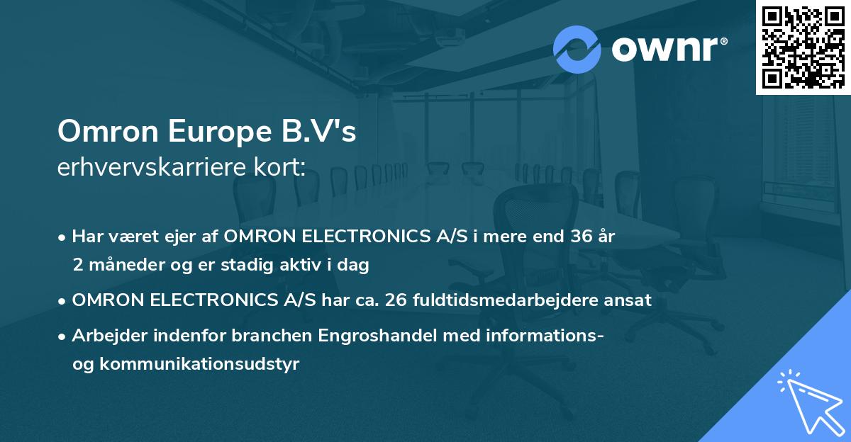 Omron Europe B.V's erhvervskarriere kort