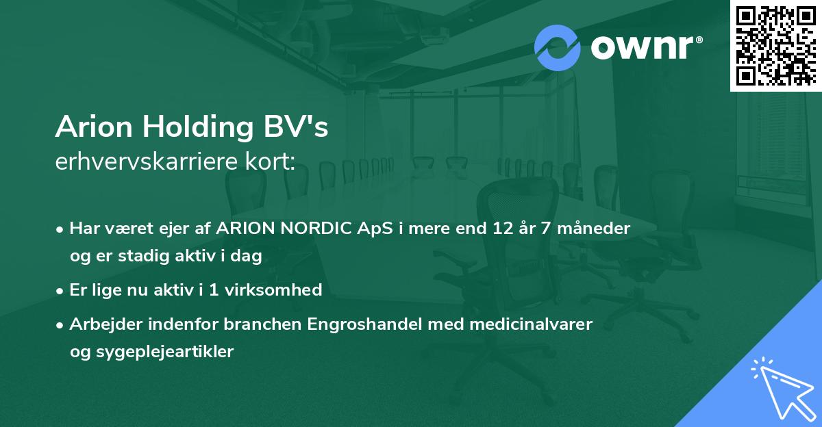 Arion Holding BV's erhvervskarriere kort