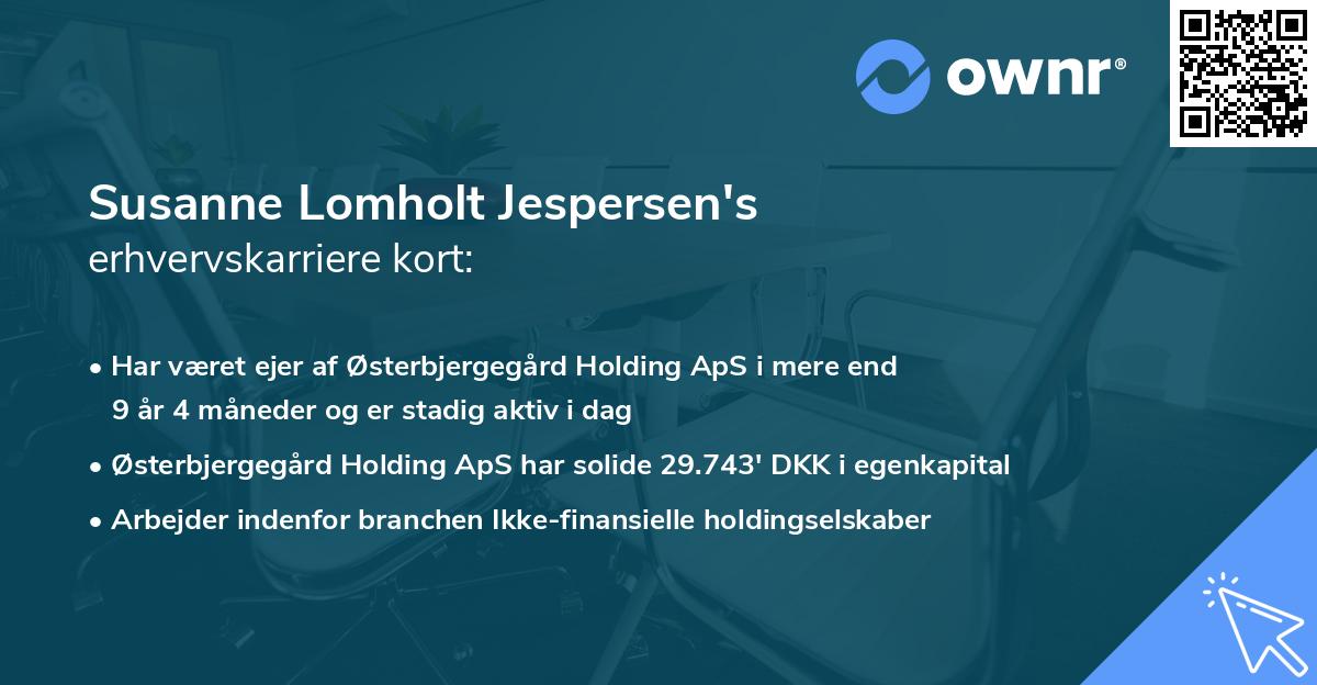 Susanne Lomholt Jespersen's erhvervskarriere kort