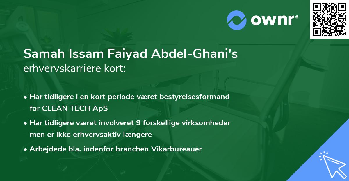 Samah Issam Faiyad Abdel-Ghani's erhvervskarriere kort