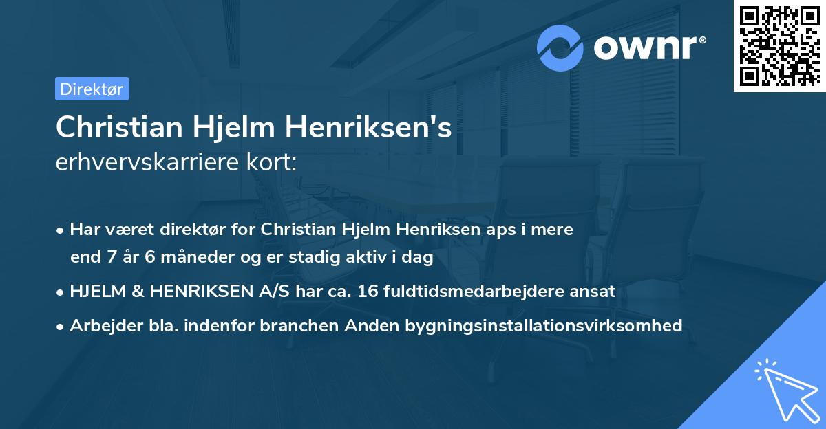 Christian Hjelm Henriksen har 4 erhvervsroller bosat i Danmark - ownr®