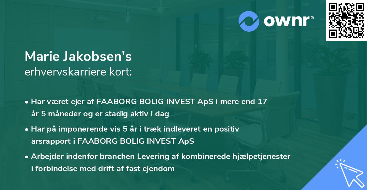 Marie Jakobsen's erhvervskarriere kort
