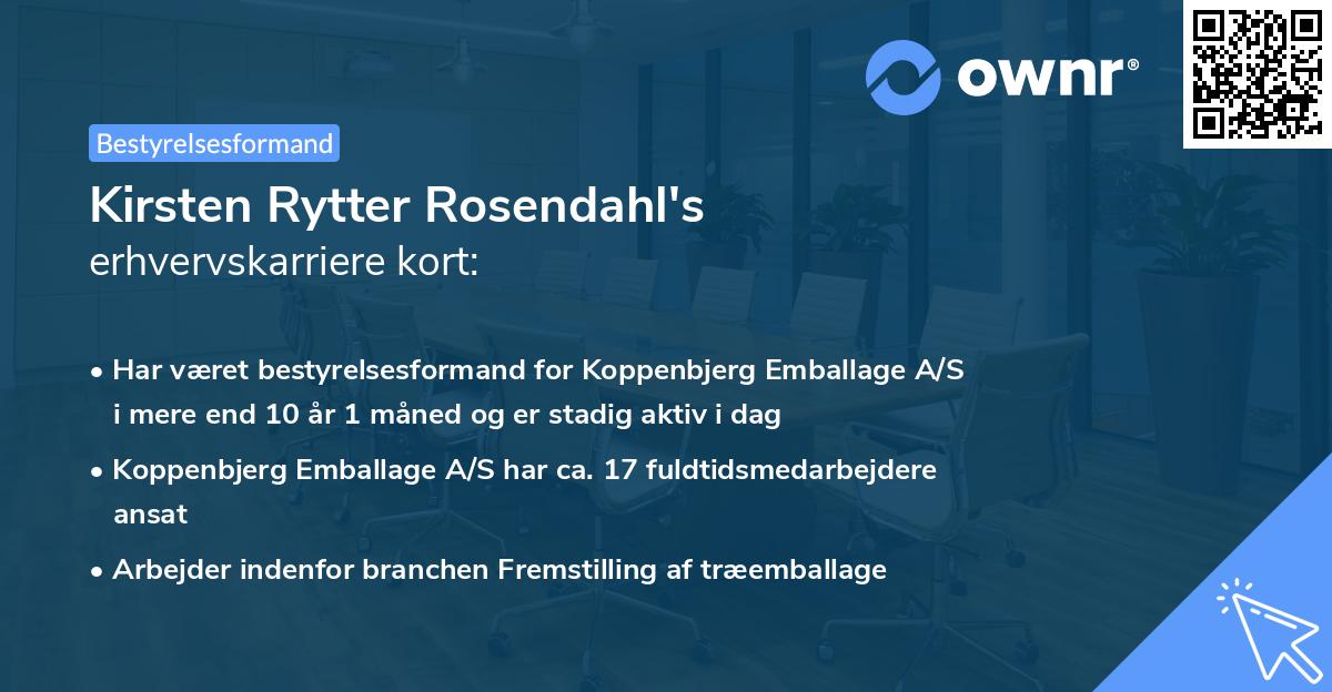Kirsten Rytter Rosendahl's erhvervskarriere kort