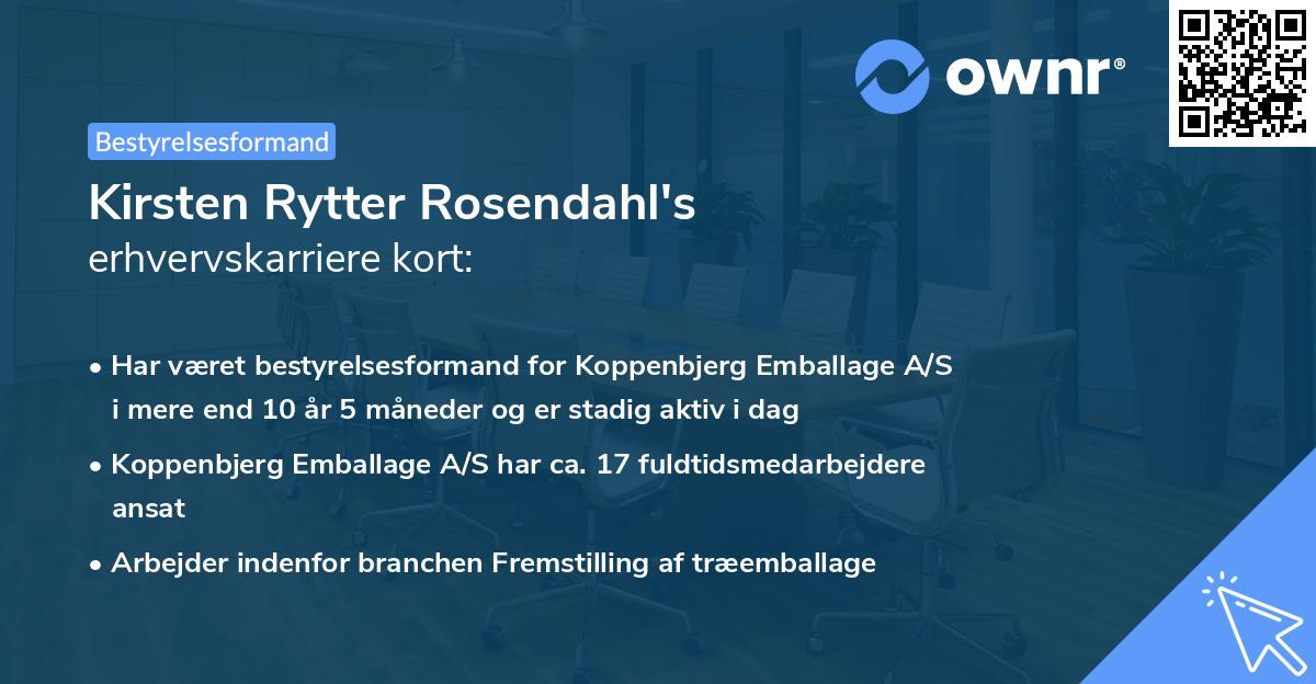 Kirsten Rytter Rosendahl's erhvervskarriere kort