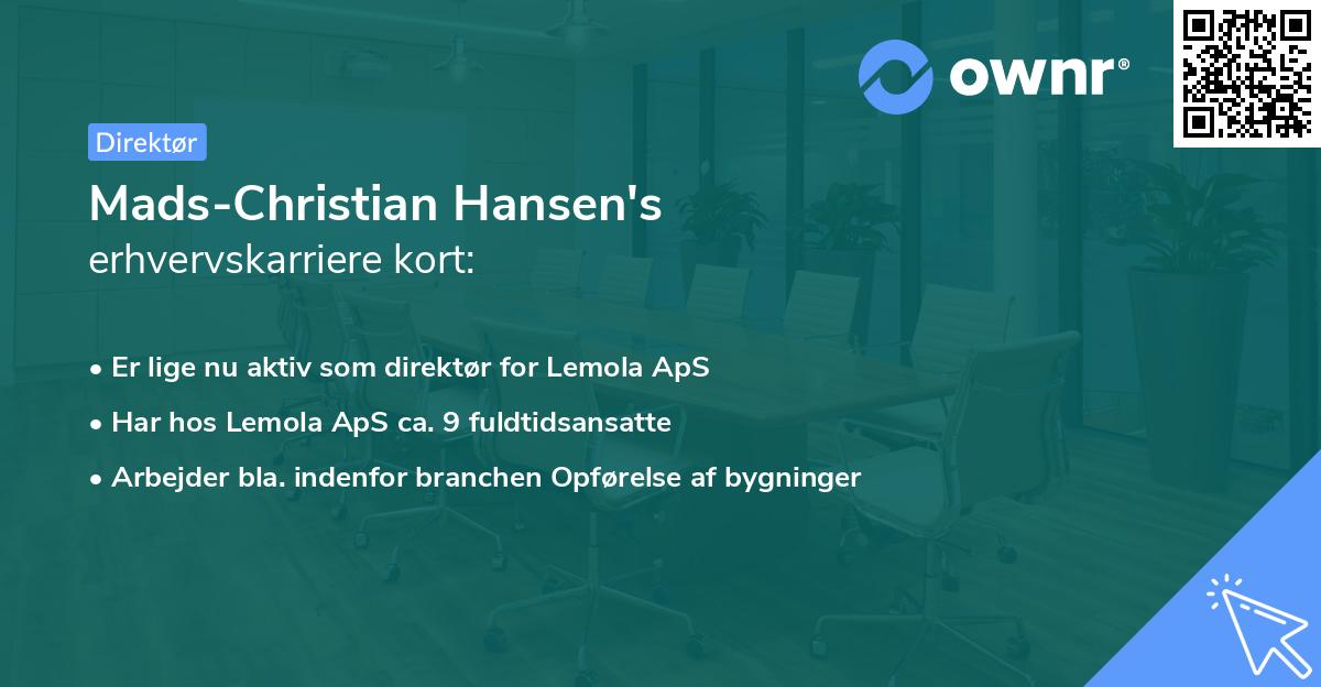 Mads-Christian Hansen's erhvervskarriere kort