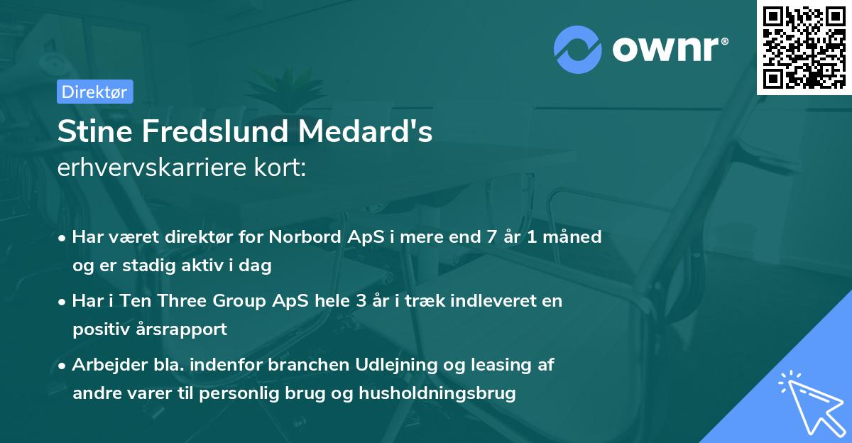 Stine Fredslund Medard's erhvervskarriere kort