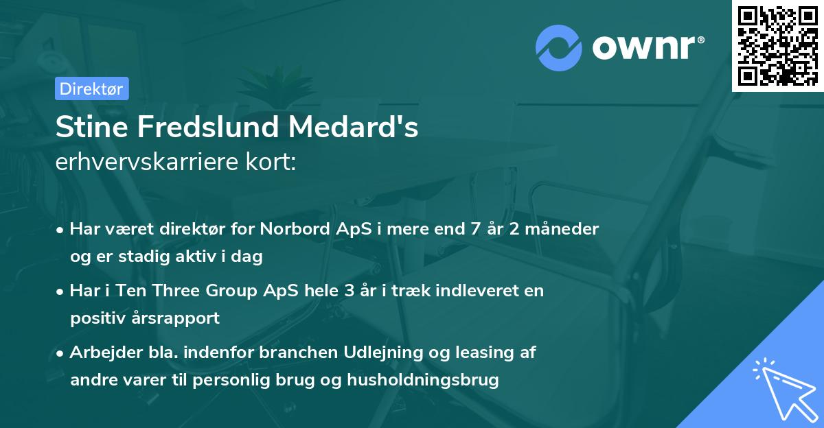 Stine Fredslund Medard's erhvervskarriere kort